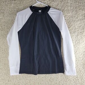 Women's SPF 50+ Rash Guard Shirt Medium Black White UV Protection Top